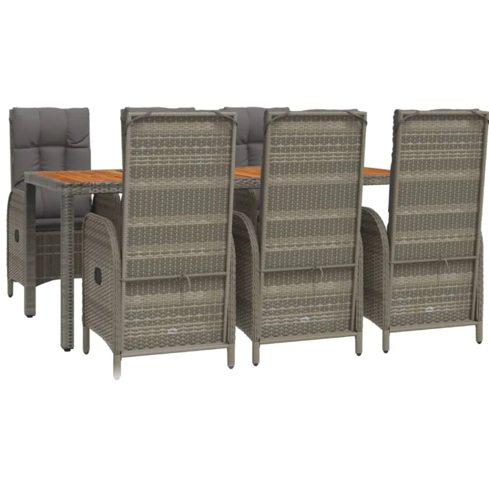 vidaXL 7-delige Tuinset met kussens poly rattan grijs, foto 3