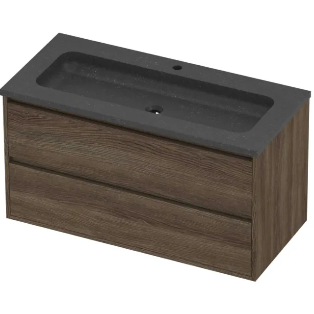 Proline Rollo Badmeubelset Hardsteen Elegant 1 Gat 100x46x54 cm Blue Stone Vital Oak Eiken