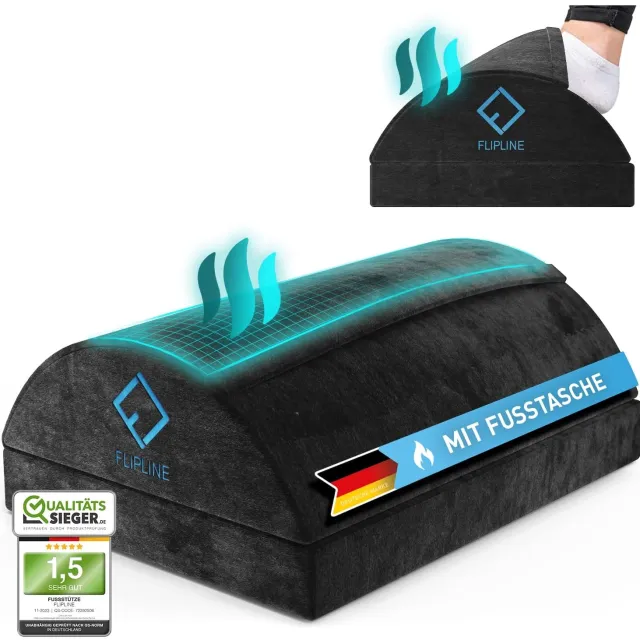 Duraxl Voetenbankje - In hoogte verstelbaar - Antislip - Fleecevezel Zwart