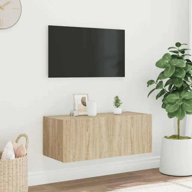 vidaXL Tv-wandmeubel met LED-verlichting 80x35x31 cm sonoma eikenkleur, foto 2