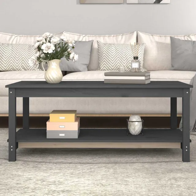 vidaXL Salontafel 110x55x45 cm massief grenenhout grijs, foto 2