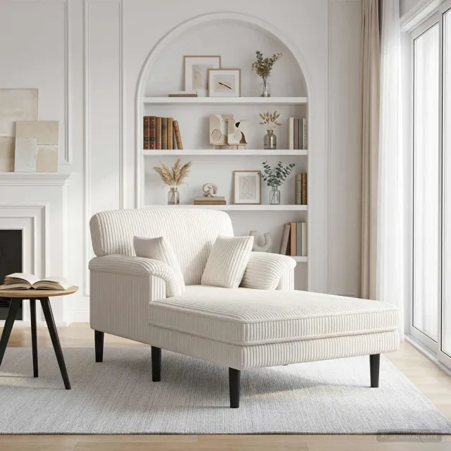 vidaXL Chaise longue Crèmekleurig Katoenen stof, foto 2
