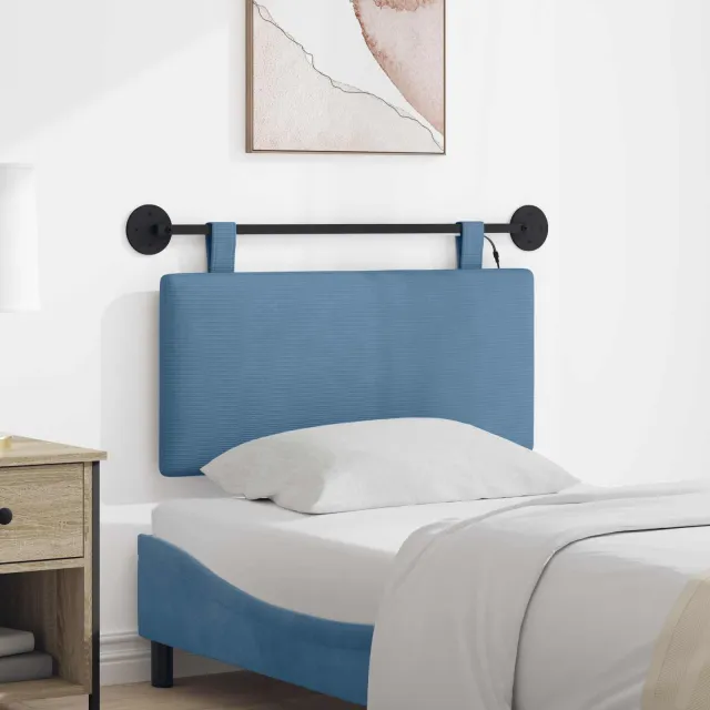 vidaXL Hangend hoofdbord Blauw Katoen Stof