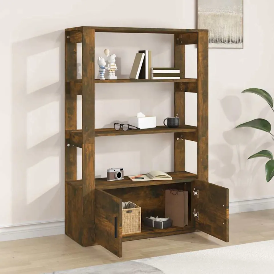 vidaXL Dressoir 80x30x119,5 cm bewerkt hout gerookt eikenkleurig, foto 3