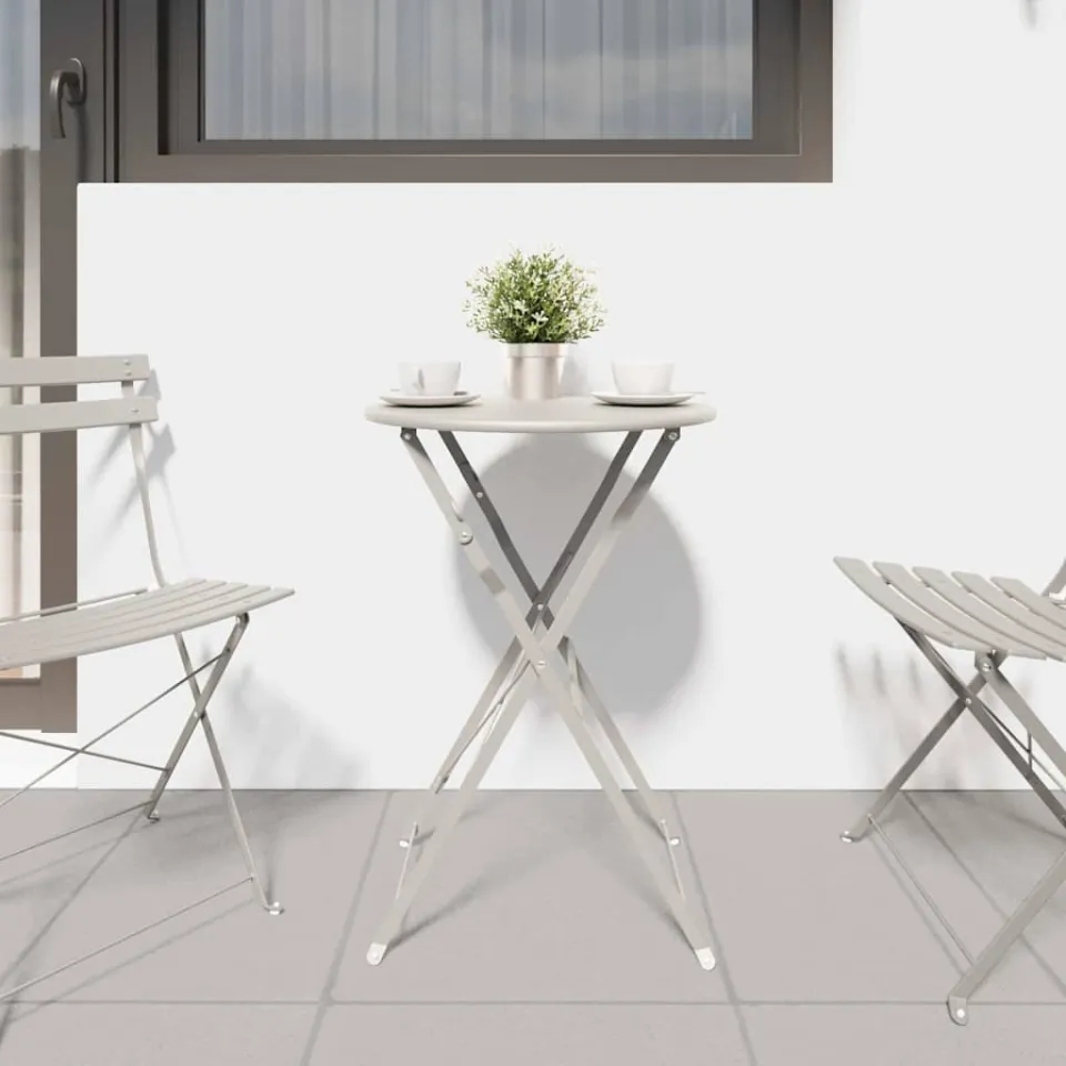 vidaXL Bistrotafel Beige Ø 50 x 71 cm Poedercoating staal, foto 3