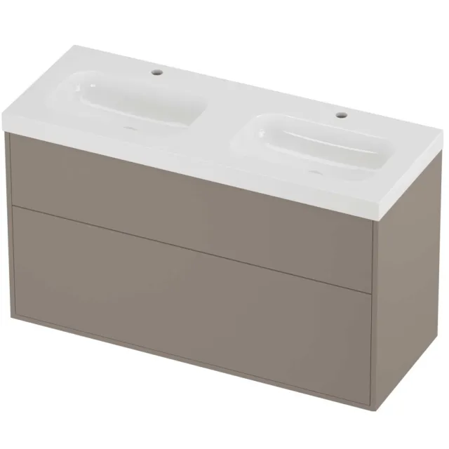 Proline Haga Badmeubelset Polystone Mezza 120x46x73 cm Glans Wit Clay Beige