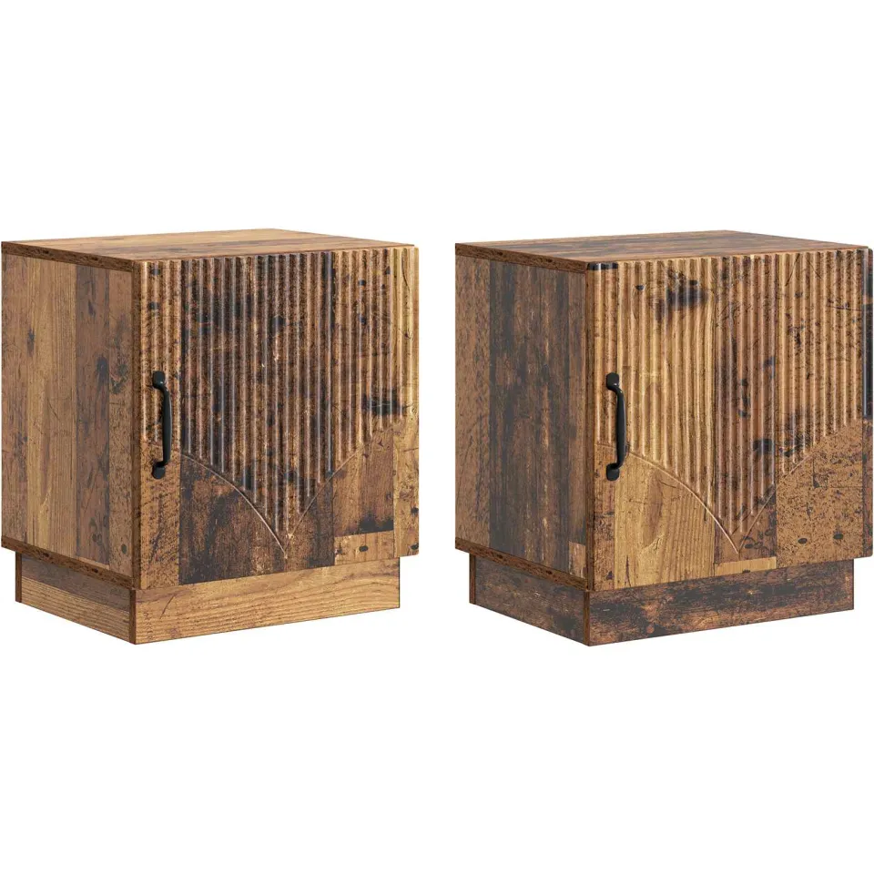 vidaXL Nachtkastje 2 st Oud hout 43 x 34,5 x 47 cm Bewerkt hout bruin