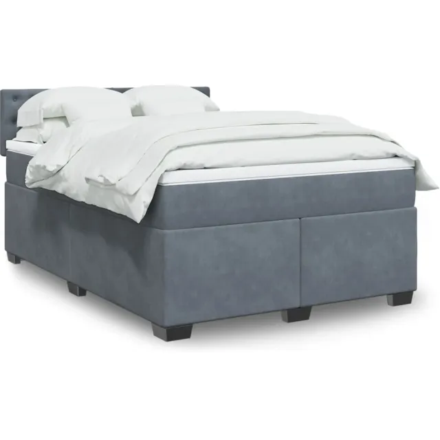 vidaXL Boxspring met matras fluweel donkergrijs 160x200 cm grijs