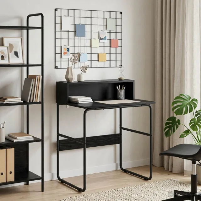vidaXL Bureau met opbergruimte Zwart eiken 60 x 50 x 91 cm