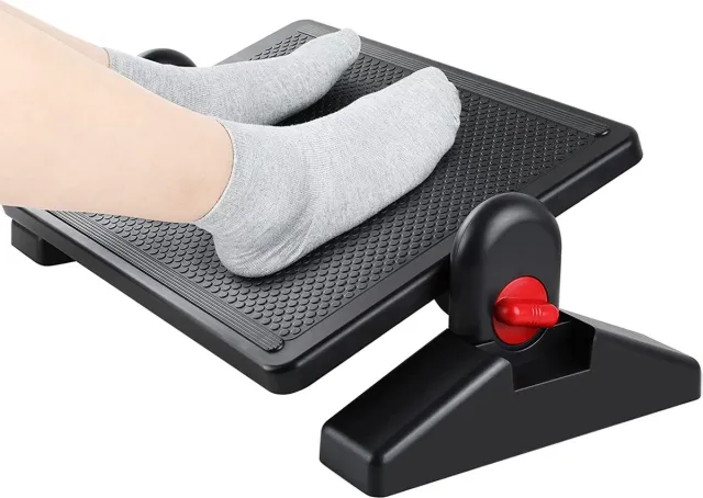Phreeze Voetensteun - Verstelbaar in Hoogte + Hoek - Voor Bureau, Kantoor, Thuis - Voetenbank met Massageoppervlak Zwart