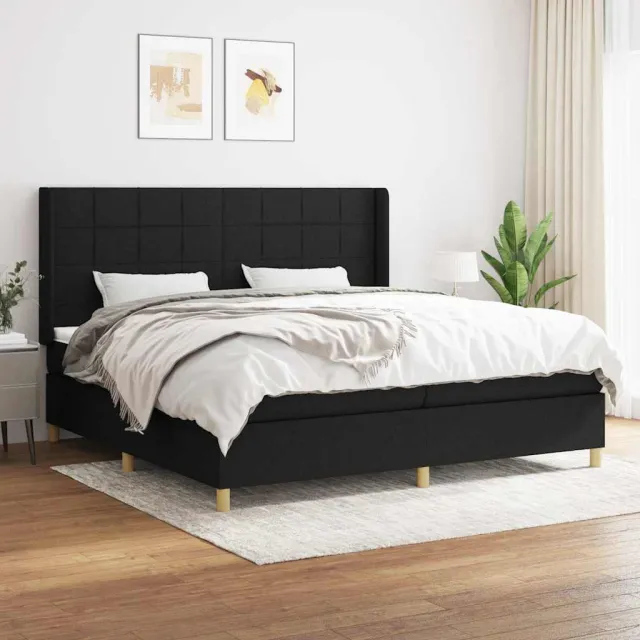 vidaXL Boxspring met matras stof zwart 200x200 cm