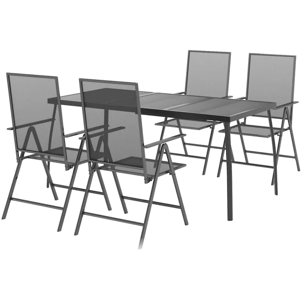 vidaXL 5-delige Tuinset staal antracietkleurig Anthraciet