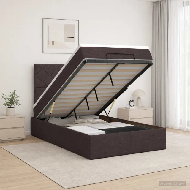 vidaXL Ottoman bed met matras Donkerbruin 120 x 200 cm Stof