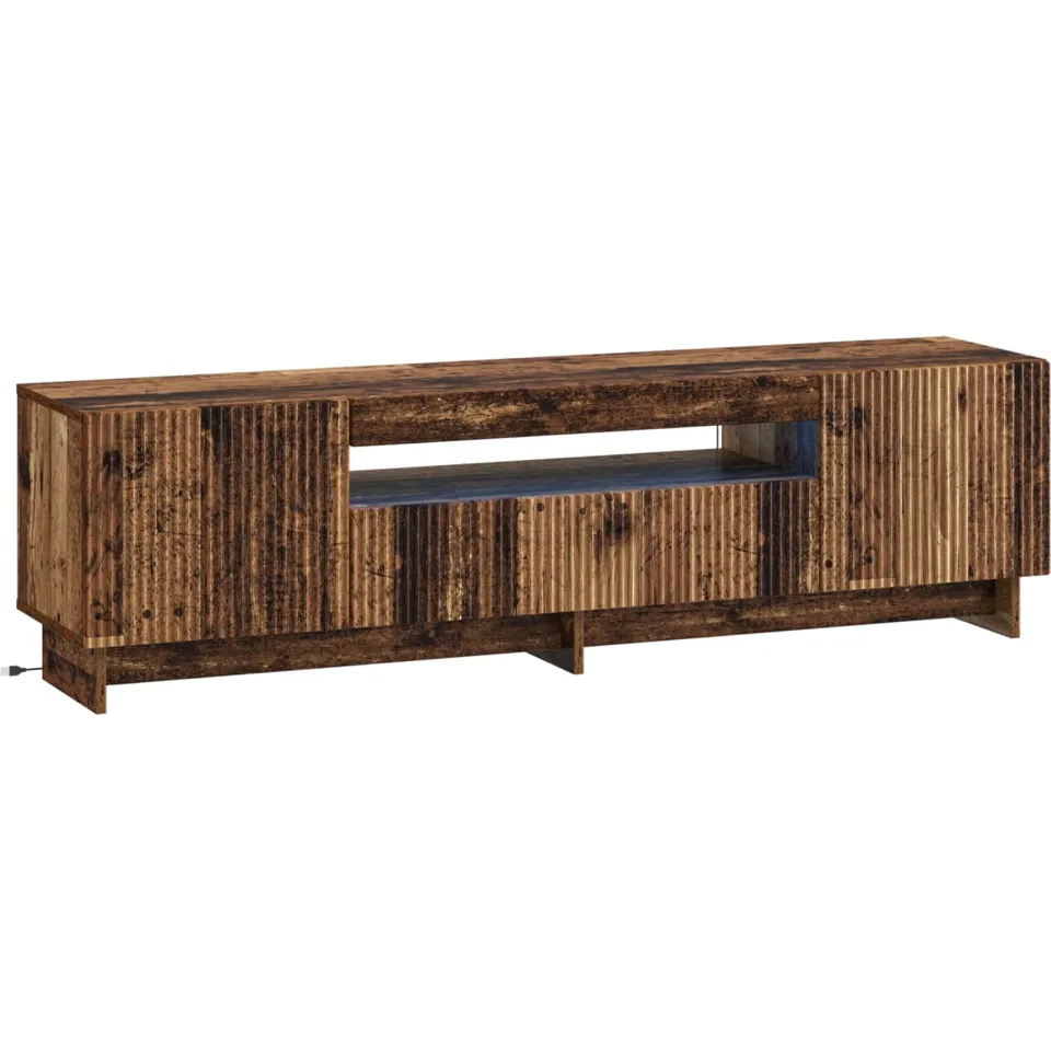 vidaXL LED tv-meubel EDE 153 x 35 x 43 cm Oud hout Bewerkt hout bruin, foto 3