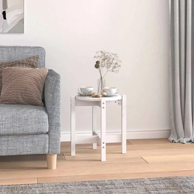 vidaXL Salontafel Ø 42,5x45 cm massief grenenhout wit, foto 2