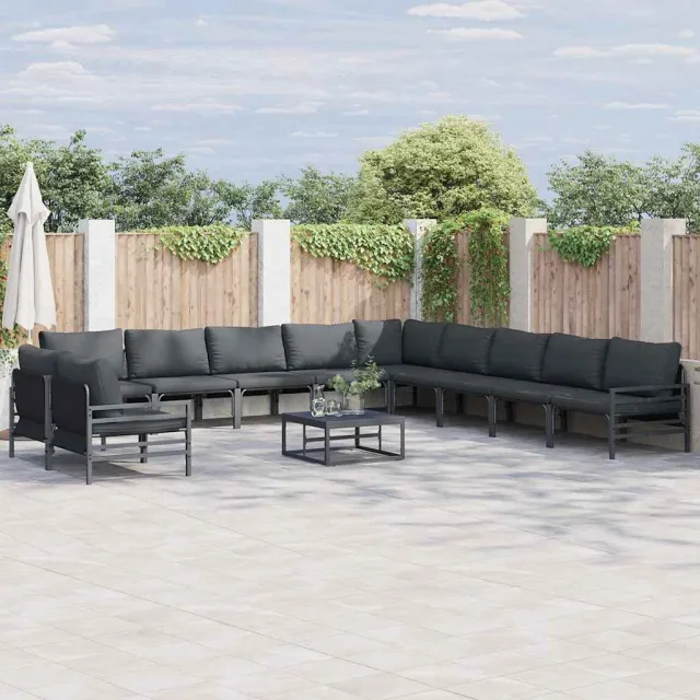 vidaXL Tuinbankenset 12 st Zwart Staal, foto 2