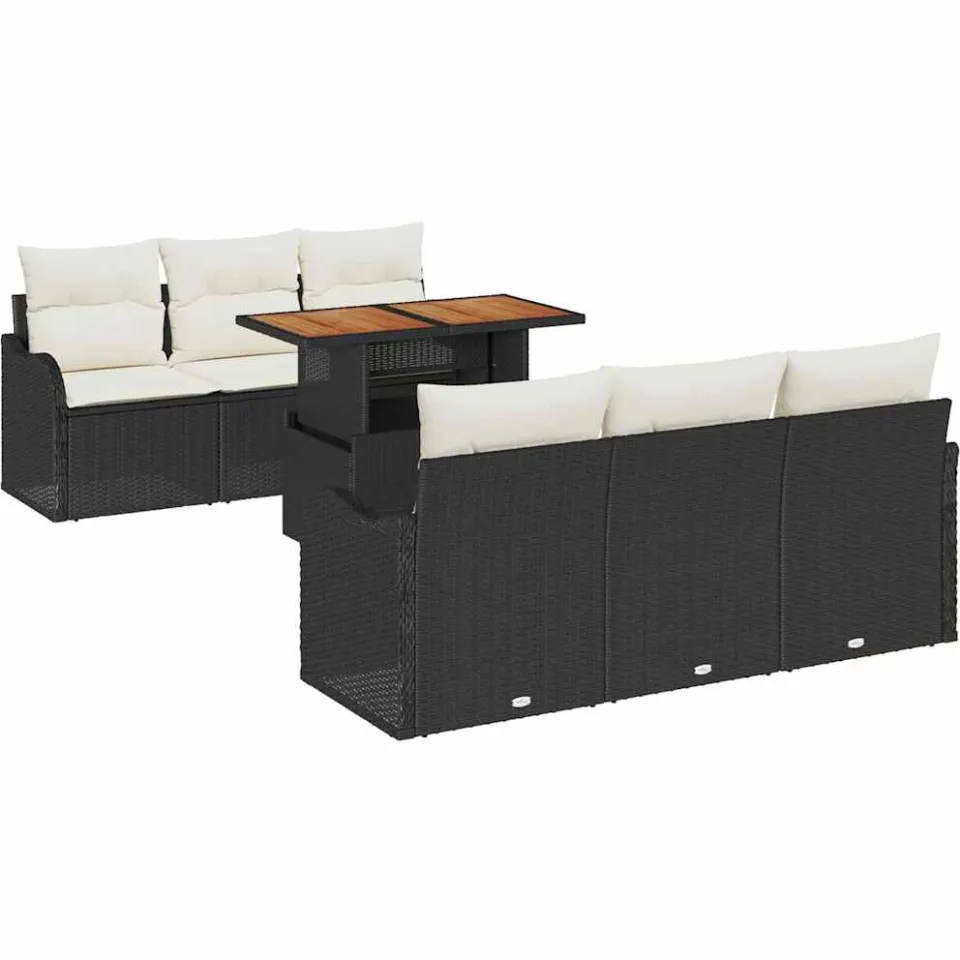 vidaXL Tuin Sofa Set 7 st Zwart Poly riet