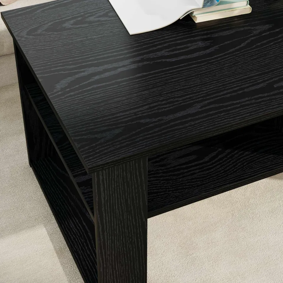 vidaXL Salontafel Zwart Eiken 96 x 54 x 44 cm Bewerkt hout, foto 4