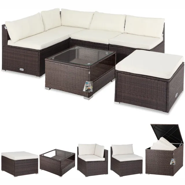 Casaria Polyrattan XL Lounge - Kussens en Kussenbox - Bruin