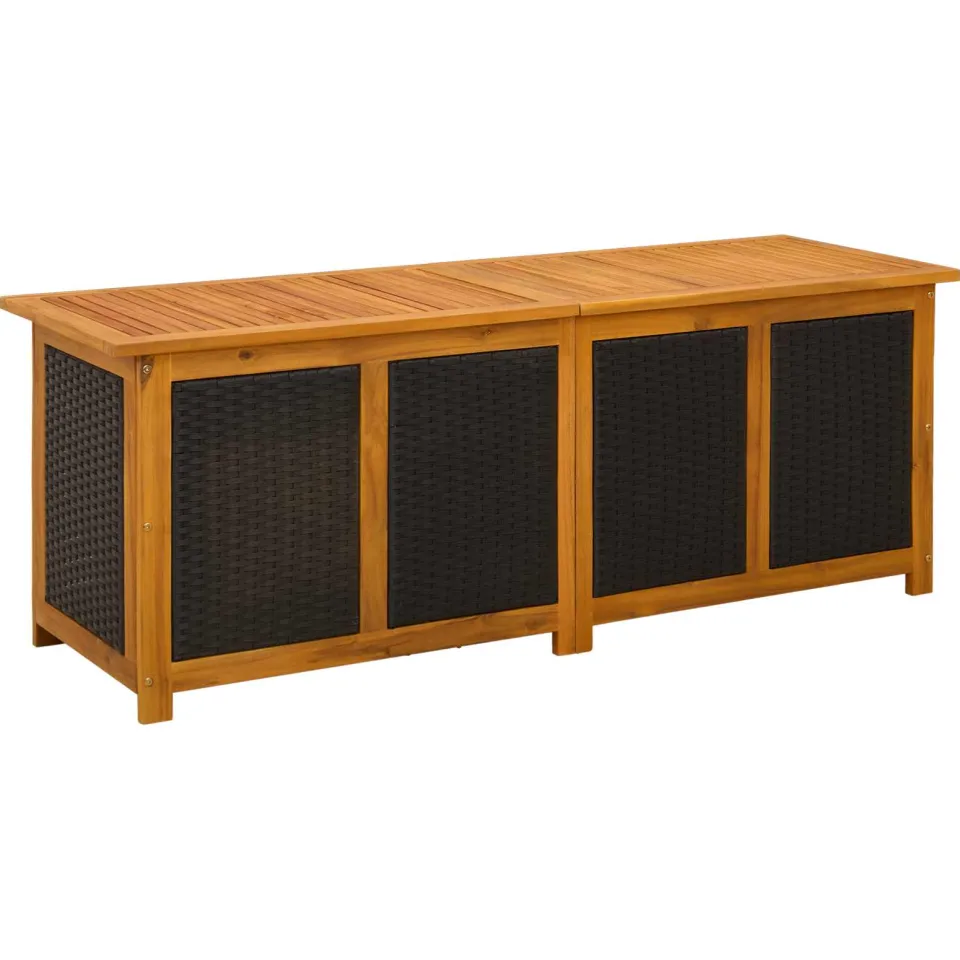 vidaXL Tuinopslagdoos 243 L Massief Acaciahout 150 x 50 x 56 cm Zwart, foto 3