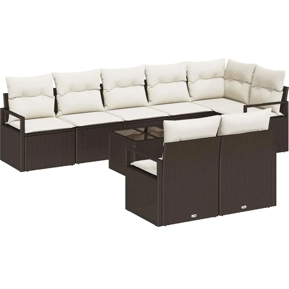 vidaXL Bankstel 9 st Bruin poly rattan