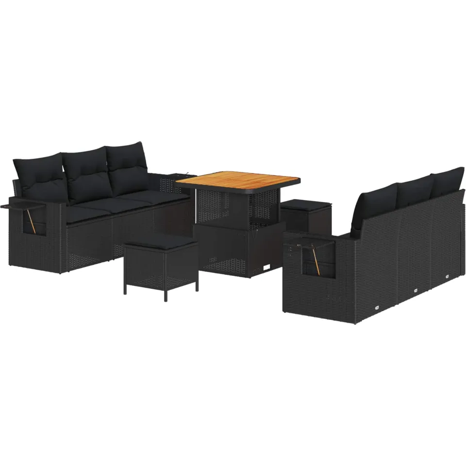vidaXL Tuin Sofa Set Zwart poly rattan