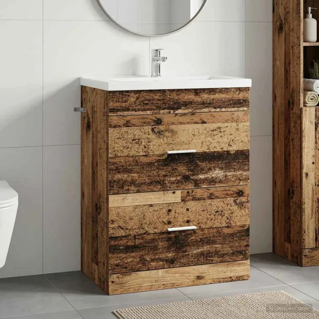 vidaXL Badkamer onder wastafel kast Oud hout 56 x 37,5 x 81 cm Bruin