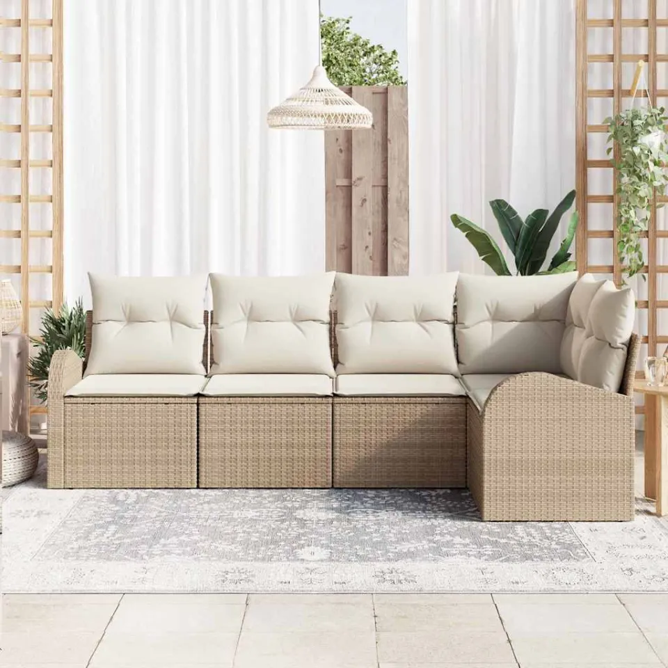 vidaXL Bankstel 5 st Beige Polyester, foto 3
