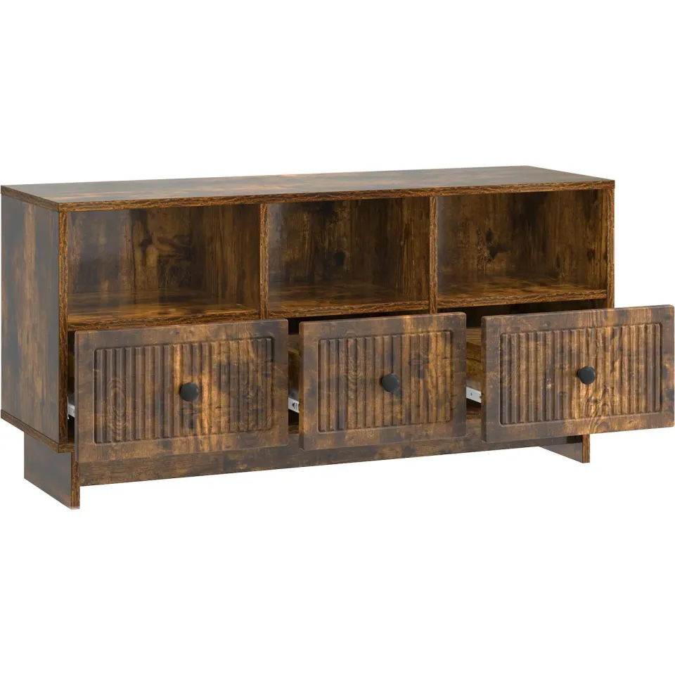 vidaXL TV-kast met lade Gerookt eiken 102 x 34,5 x 50 cm Bewerkt hout, foto 4