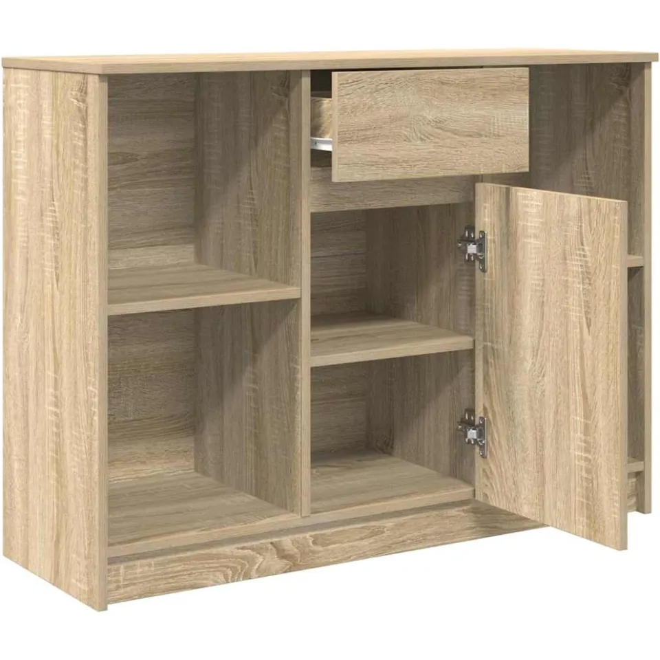 vidaXL Dressoir met lade 101x35x76 cm spaanplaat sonoma eikenkleurig, foto 4