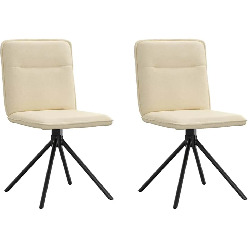 vidaXL Eetkamerstoelen 2 st stof crèmekleurig, foto 3
