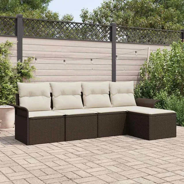 vidaXL Buitensofa 5 st Bruin poly rattan
