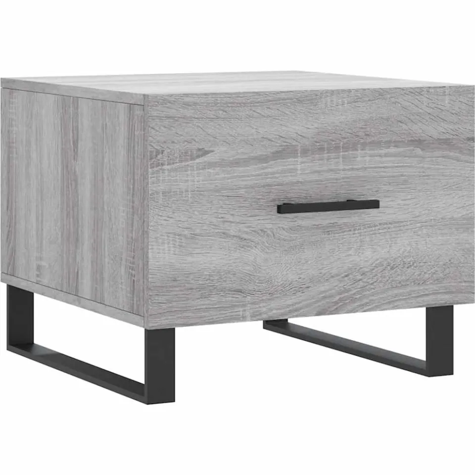 vidaXL Salontafel 50x50x40 cm bewerkt hout grijs sonoma eiken, foto 3