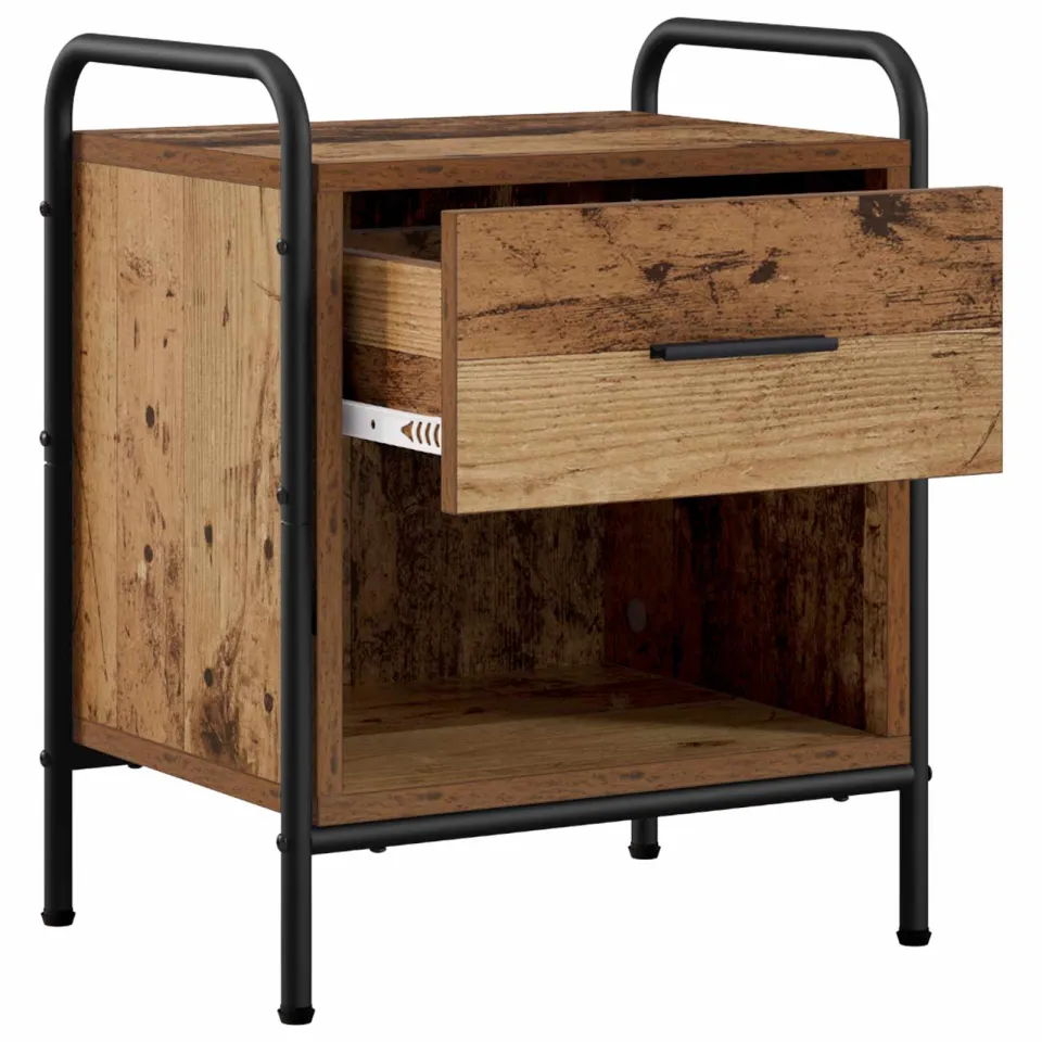 vidaXL Nachtkastje Oud hout 40 x 30 x 50 cm Bewerkt hout Bruin