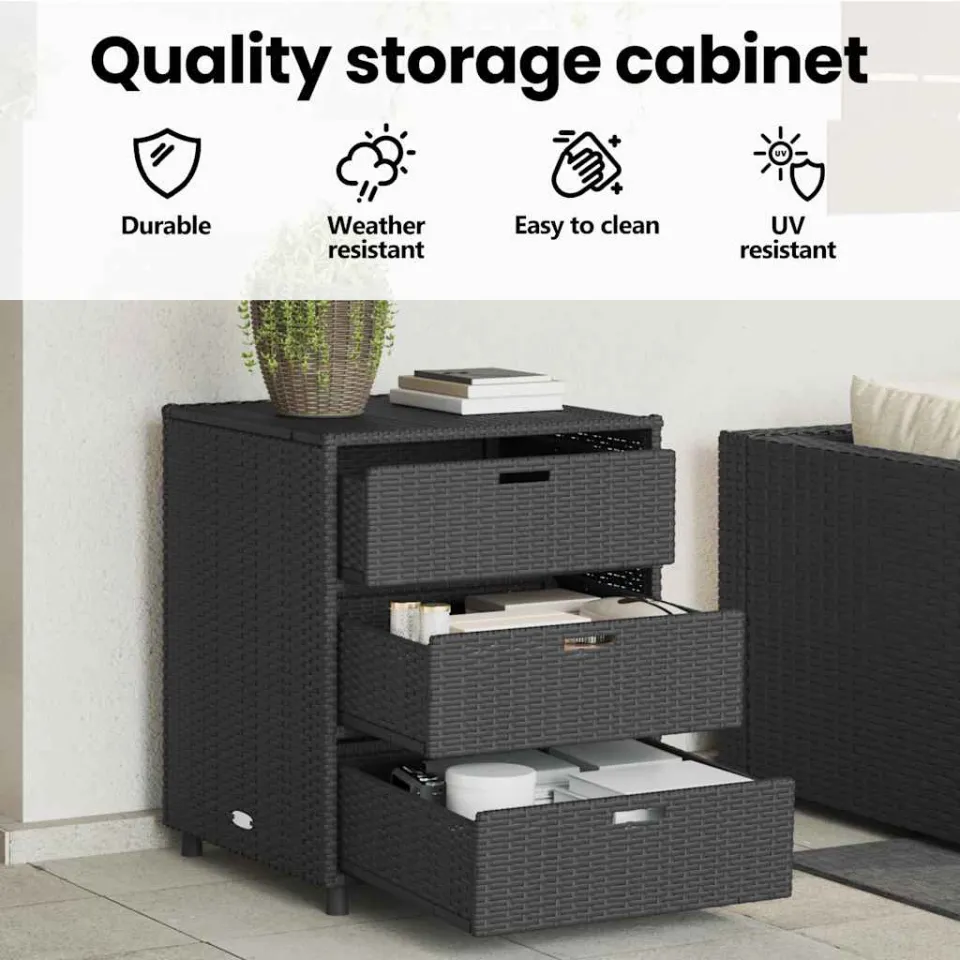 vidaXL Tuinkast 55x59x69 cm poly rattan zwart, foto 4