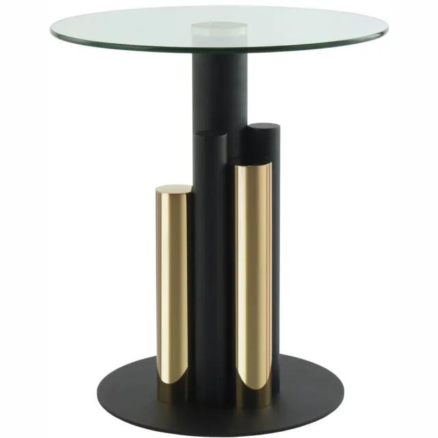 Padiro ronde bijzettafel - Ø 46 x 52 cm - Goudkleurig / Transparant - Modern Art deco Glamour - Glas, Roestvrij staal
