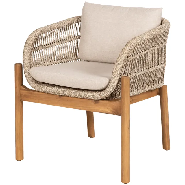 Artichok Teresa houten tuinstoel beige - met zitkussens