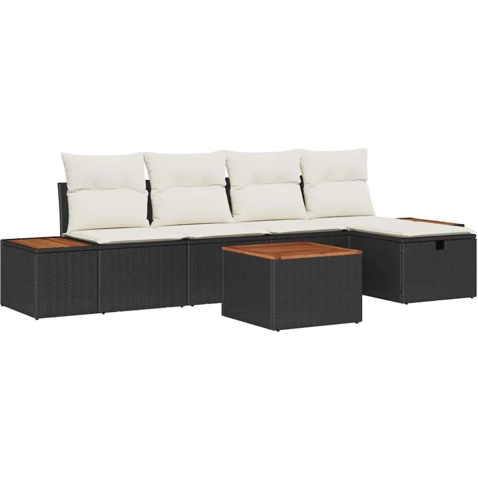 vidaXL Tuin Sofa Set 6 st Zwart poly rattan