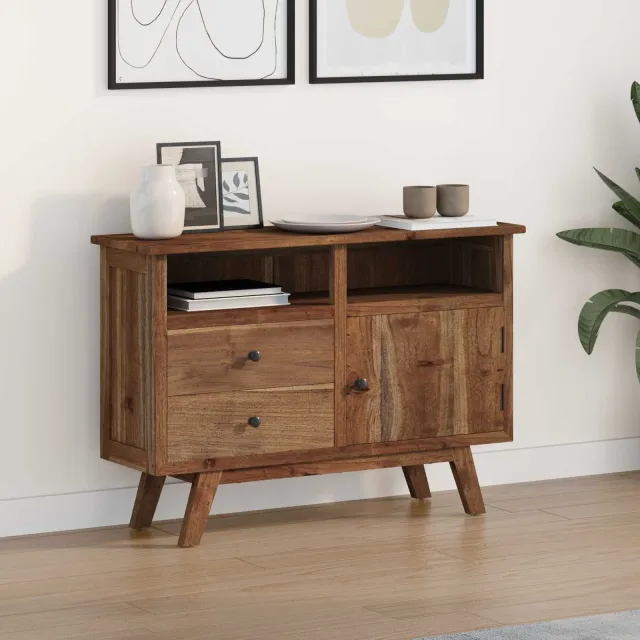 vidaXL Dressoir Naturel 100 x 30 x 68 cm Massief Teakhout Bruin