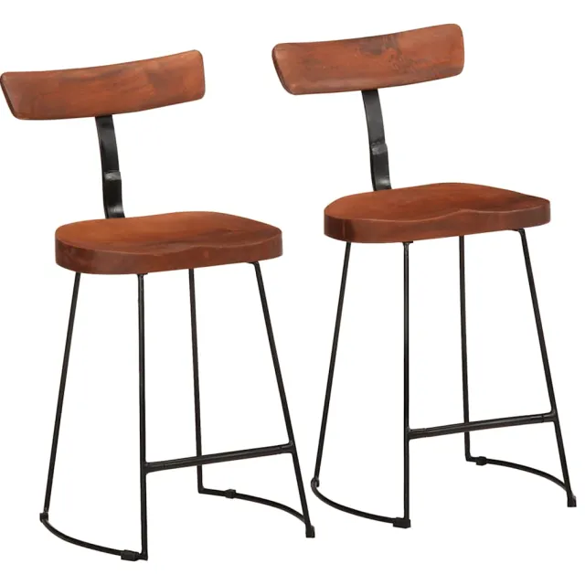 vidaXL Barkrukken 2 st 49x43x79 cm massief mangohout Bruin