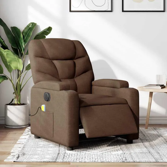vidaXL Massagestoel elektrisch verstelbaar stof bruin