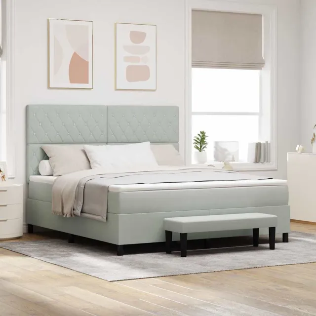 vidaXL Boxspring bed met hoofdeinde Lichtgrijs 200 x 180 cm Fluweel