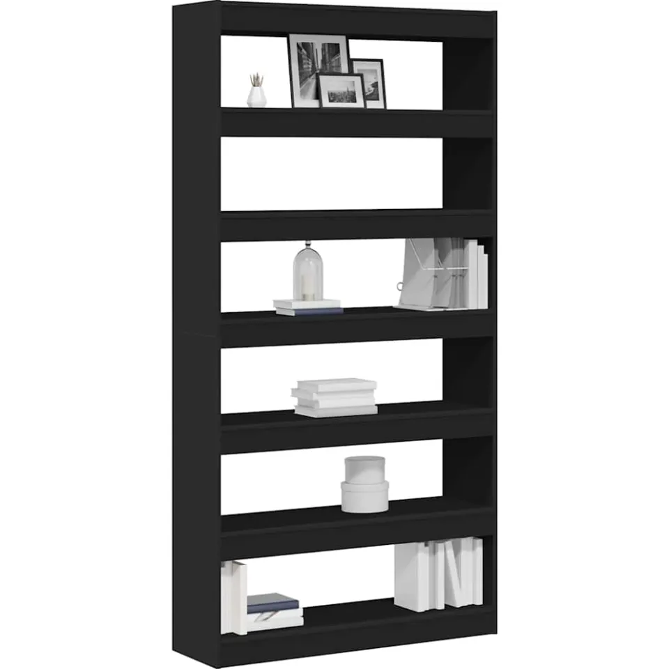 vidaXL Boekenkast 6-laags 100 x 30 x 198 cm Bewerkt hout Zwart