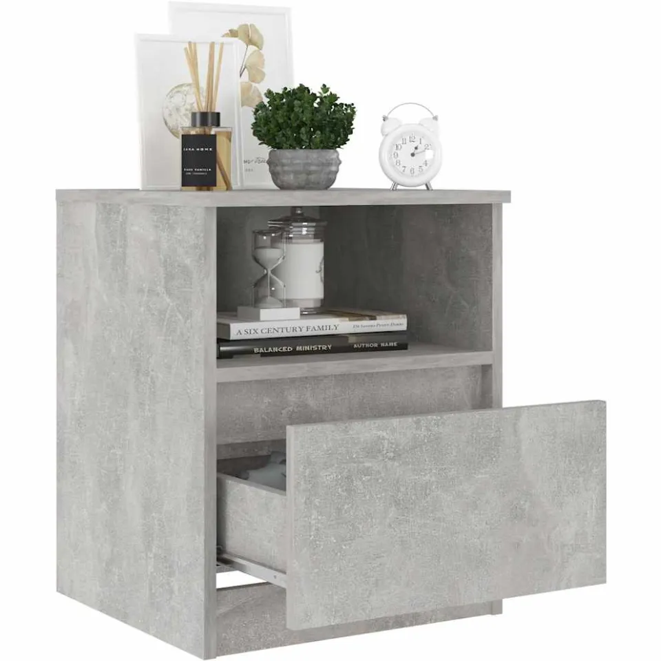 vidaXL Nachtkastjes 2 st 40x40x50 cm bewerkt hout betongrijs