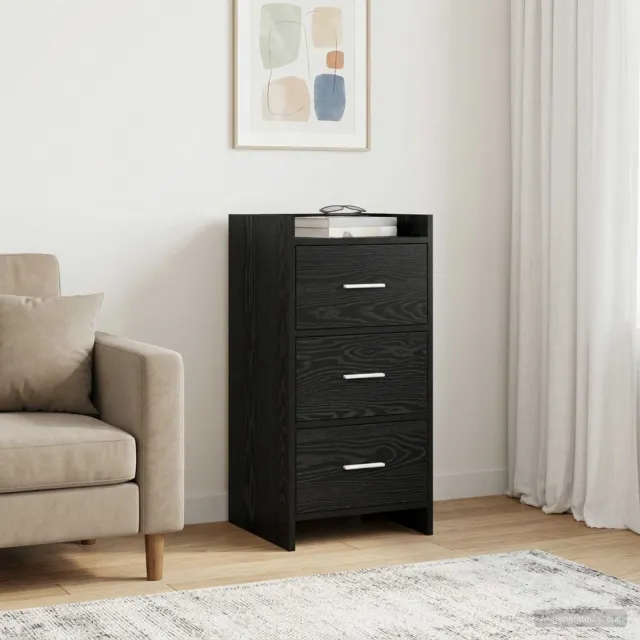 vidaXL Dressoir Zwart eiken 40 x 36 x 80 cm Bewerkt hout, foto 2
