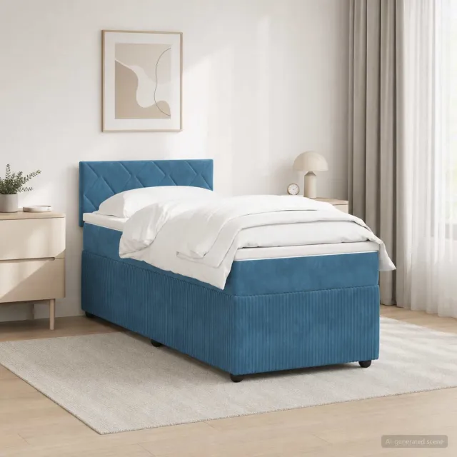 vidaXL Boxspringbed met matras Blauw 80 x 200 cm Fluweel