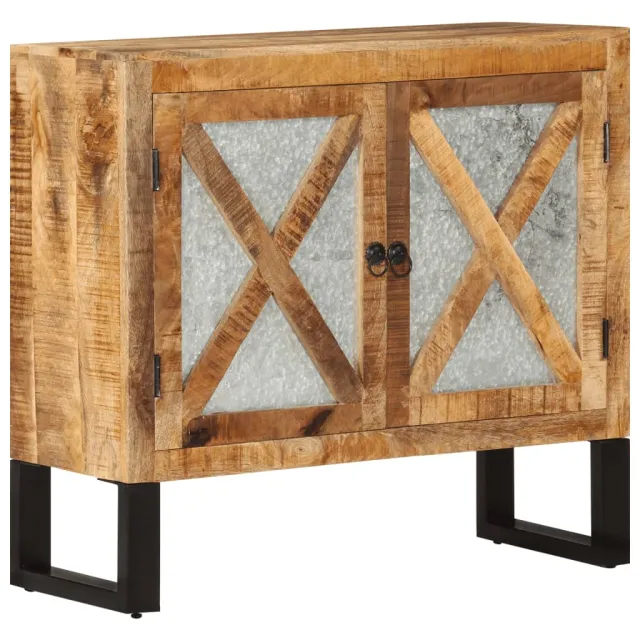 vidaXL Dressoir 80x30x71 cm massief ruw mangohout en metaal Bruin