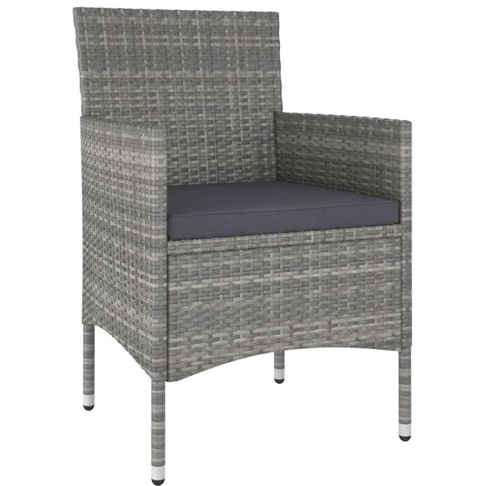 vidaXL 5-delige Bistroset poly rattan en gehard glas grijs