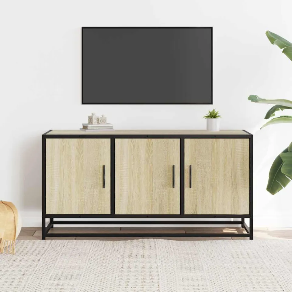 vidaXL Tv-meubel 100x35x50 cm bewerkt hout metaal sonoma eikenkleurig, foto 3