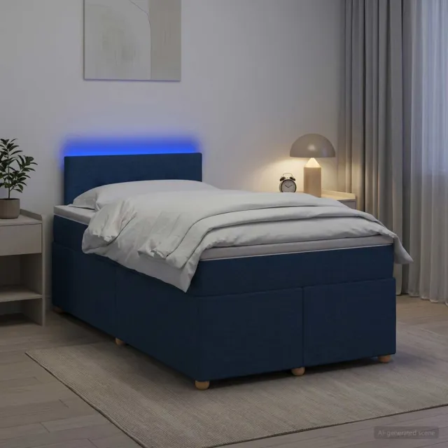 vidaXL Boxspringbed met matras met hoofdeinde Blauw 120 x 190 cm Stof